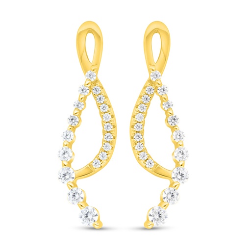[EAR02WCZ00000C449] Sterling Silver 925 Earring Gold Plated Embedded With White Zircon