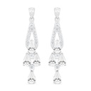 Sterling Silver 925 Earring Rhodium Plated Embedded With White Zircon