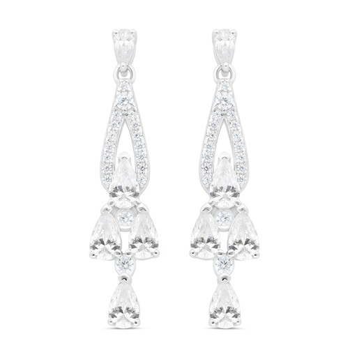 [EAR01WCZ00000C450] Sterling Silver 925 Earring Rhodium Plated Embedded With White Zircon