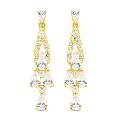 [EAR02WCZ00000C450] Sterling Silver 925 Earring Gold Plated Embedded With White Zircon