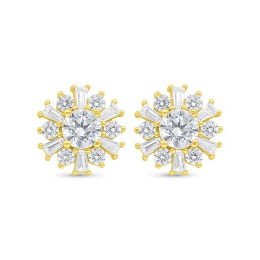 [EAR02WCZ00000C451] Sterling Silver 925 Earring Gold Plated Embedded With White Zircon