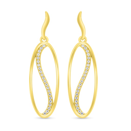 [EAR02WCZ00000C452] Sterling Silver 925 Earring Gold Plated Embedded With White Zircon