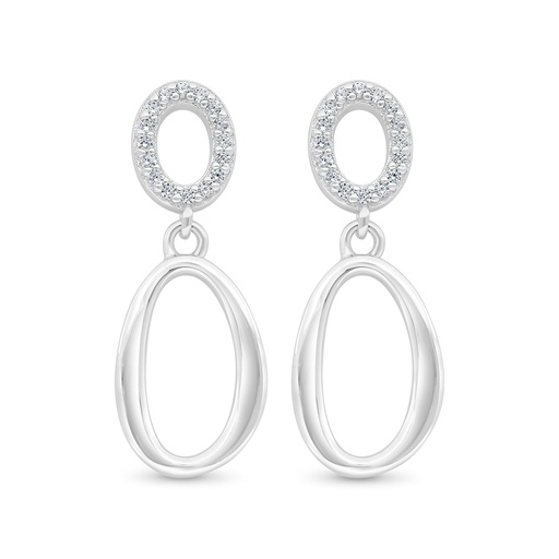 [EAR01WCZ00000C453] Sterling Silver 925 Earring Rhodium Plated Embedded With White Zircon