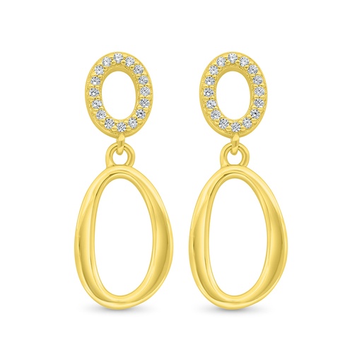 [EAR02WCZ00000C453] Sterling Silver 925 Earring Gold Plated Embedded With White Zircon