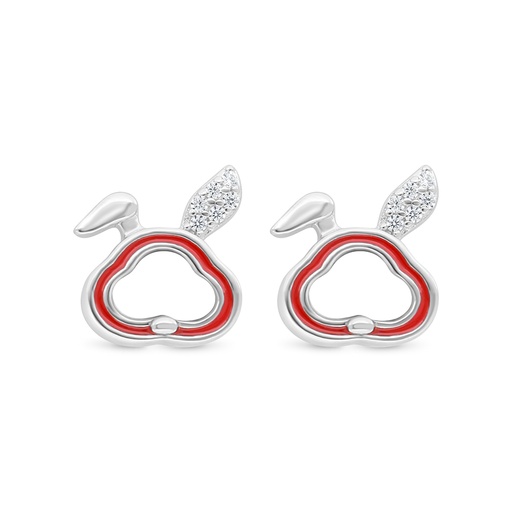 [EAR01PRL00WCZC454] Sterling Silver 925 Earring RhodiumPlated Embedded With White Shell And White  Zircon