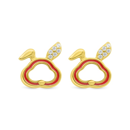 [EAR02PRL00WCZC454] Sterling Silver 925 Earring Gold Plated Embedded With White Shell And White  Zircon