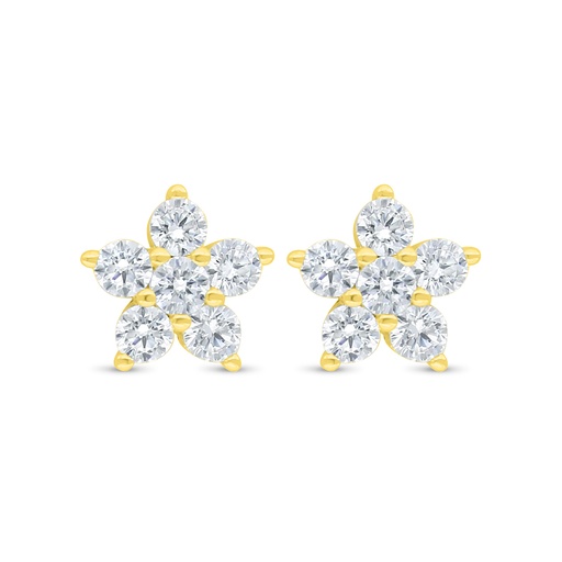 [EAR02WCZ00000C456] Sterling Silver 925 Earring Gold Plated Embedded With White Zircon