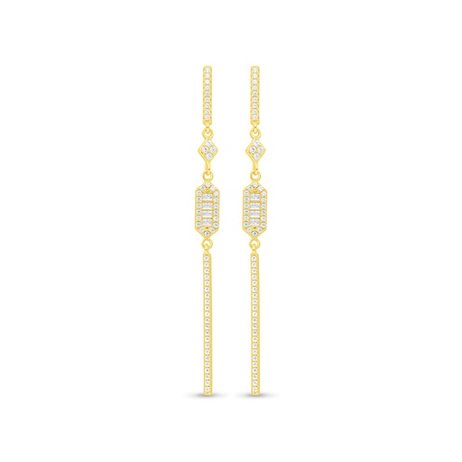 [EAR02WCZ00000C457] Sterling Silver 925 Earring Gold Plated Embedded With White Zircon