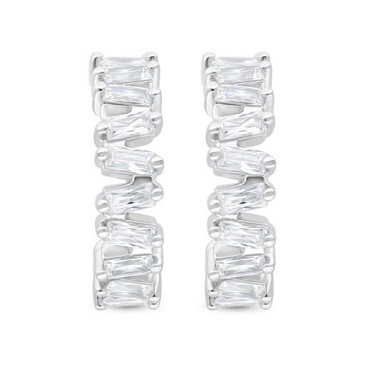 [EAR01WCZ00000C460] Sterling Silver 925 Earring Rhodium Plated Embedded With White Zircon