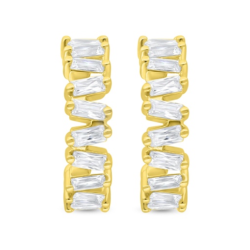 [EAR02WCZ00000C460] Sterling Silver 925 Earring Gold Plated Embedded With White Zircon
