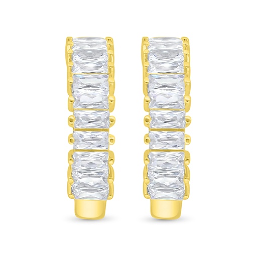 [EAR02WCZ00000C461] Sterling Silver 925 Earring Gold Plated Embedded With White Zircon