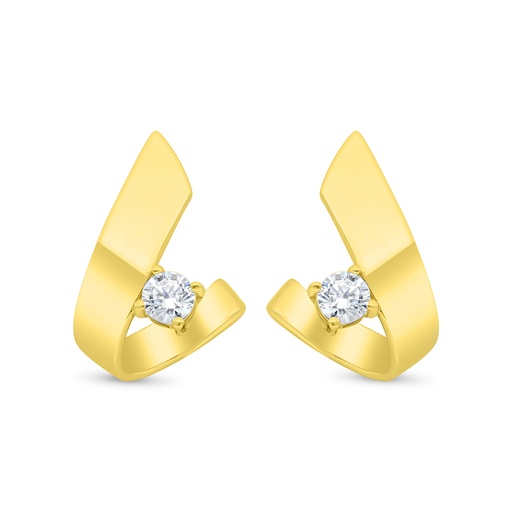 [EAR02WCZ00000C462] Sterling Silver 925 Earring Gold Plated Embedded With White Zircon