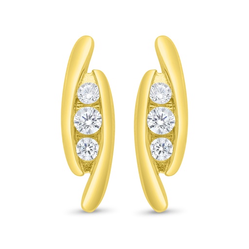 [EAR02WCZ00000C463] Sterling Silver 925 Earring Gold Plated Embedded With White Zircon