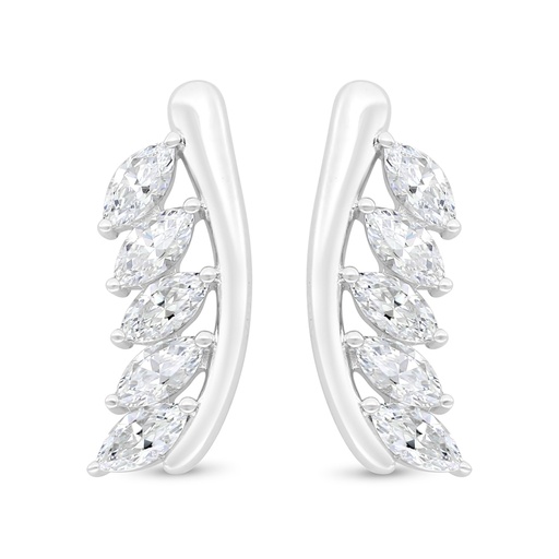 [EAR01WCZ00000C464] Sterling Silver 925 Earring Rhodium Plated Embedded With White Zircon