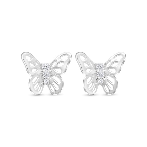 [EAR01WCZ00000C469] Sterling Silver 925 Earring Rhodium Plated Embedded With White Zircon
