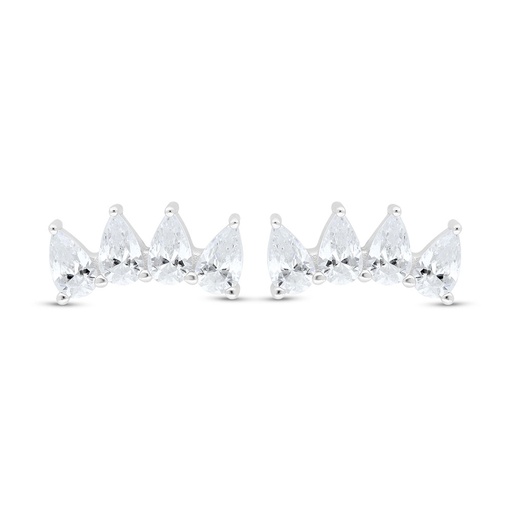 [EAR01WCZ00000C470] Sterling Silver 925 Earring Rhodium Plated Embedded With White Zircon