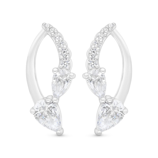 [EAR01WCZ00000C471] Sterling Silver 925 Earring Rhodium Plated Embedded With White Zircon