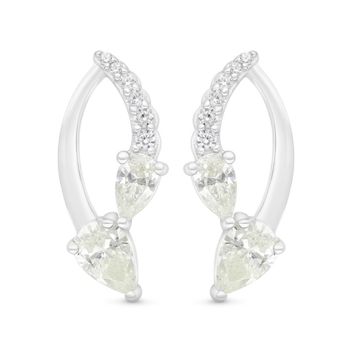 [EAR01CIT00WCZC471] Sterling Silver 925 Earring Rhodium Plated Embedded With Yellow Zircon And White Zircon