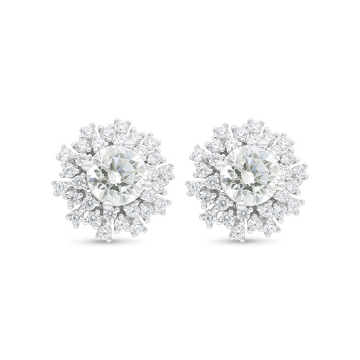 [EAR01WCZ00000C475] Sterling Silver 925 Earring Rhodium Plated Embedded With White Zircon