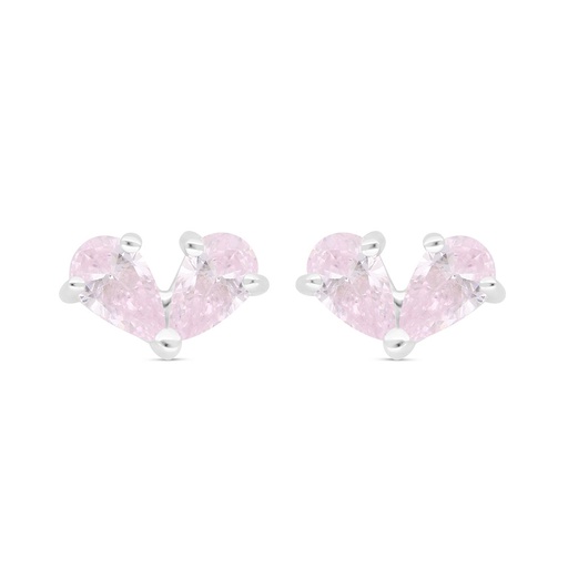 [EAR01PIK00000B948] Sterling Silver 925 Earring Rhodium Plated Embedded With Pink Zircon