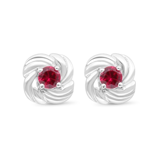 [EAR01RUB00000B868] Sterling Silver 925 Earring Rhodium Plated Embedded With Ruby Corundum
