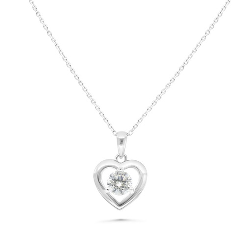 [NCL01WCZ00000B485] Sterling Silver 925 Necklace Rhodium Plated Embedded With White Zircon