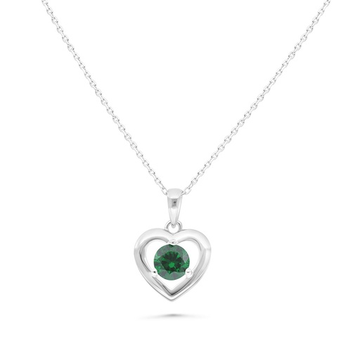 [NCL01EMR00000B485] Sterling Silver 925 Necklace Rhodium Plated Embedded With Emerald Zircon