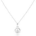 Sterling Silver 925 Necklace Rhodium Plated Embedded With pink Zircon