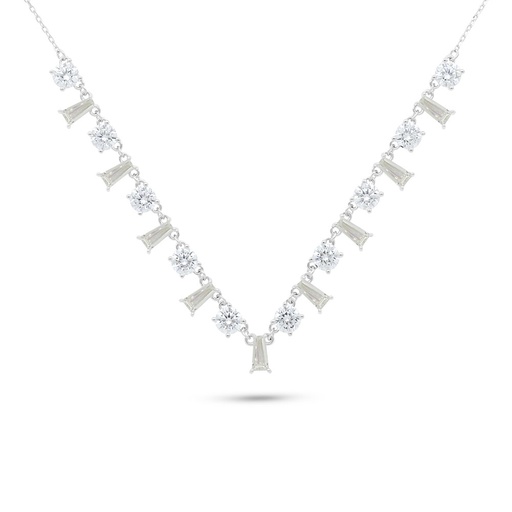 [NCL01CIT00WCZB498] Sterling Silver 925 Necklace Rhodium Plated Embedded With Yellow Zircon And White Zircon