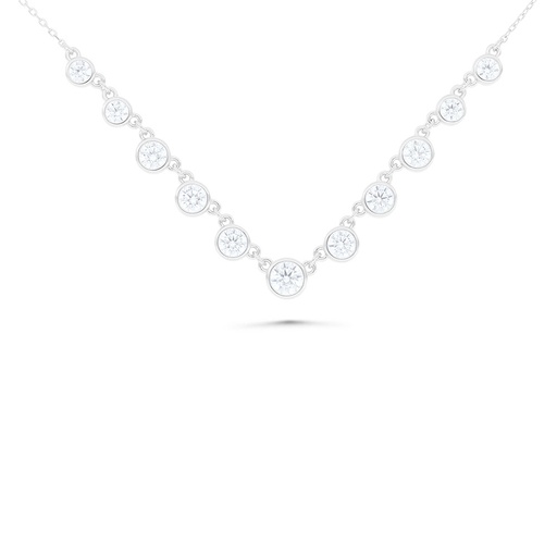 [NCL01WCZ00000B499] Sterling Silver 925 Necklace Rhodium Plated Embedded With White Zircon