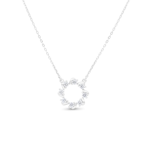 [NCL01WCZ00000B503] Sterling Silver 925 Necklace Rhodium Plated Embedded With White Zircon