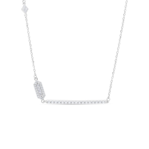 [NCL01WCZ00000B505] Sterling Silver 925 Necklace Rhodium Plated Embedded With White Zircon