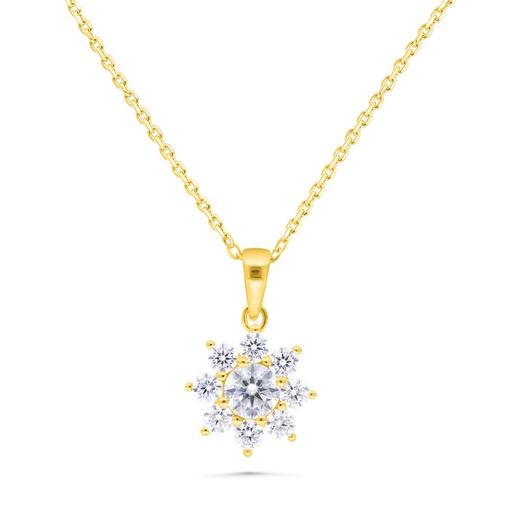 [NCL02WCZ00000B508] Sterling Silver 925 Necklace Golden Plated Embedded With White Zircon