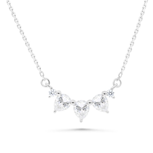 [NCL01WCZ00000B509] Sterling Silver 925 Necklace Rhodium Plated Embedded With White Zircon