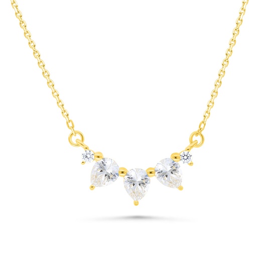 [NCL02WCZ00000B509] Sterling Silver 925 Necklace Gold Plated Embedded With White Zircon