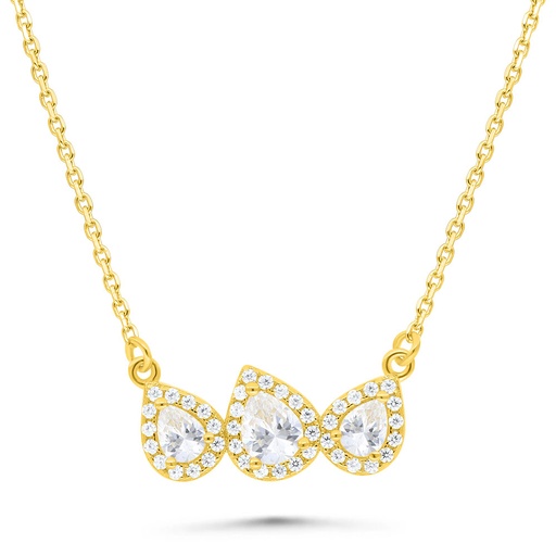 [NCL02WCZ00000B510] Sterling Silver 925 Necklace Gold Plated Embedded With White Zircon