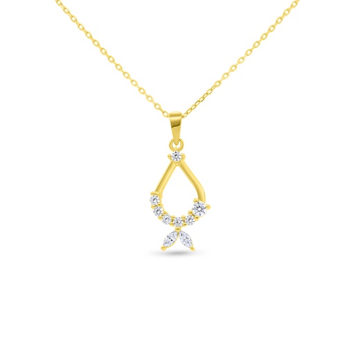 [NCL02WCZ00000B511] Sterling Silver 925 Necklace Gold Plated Embedded With White Zircon