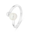 Sterling Silver 925 Ring Rhodium Plated Embedded With White Shell Pearl 