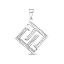 Sterling Silver 925 Pendant Rhodium Plated Embedded With White Zircon