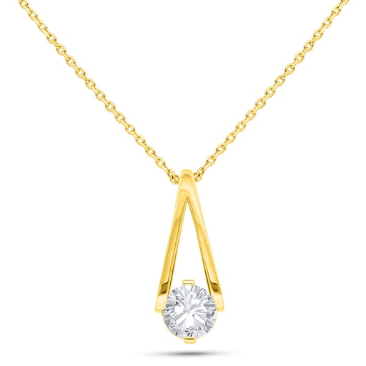 [NCL02WCZ00000B514] Sterling Silver 925 Necklace Golden Plated Embedded With White Zircon