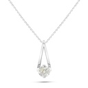 Sterling Silver 925 Necklace Rhodium Plated Embedded With Yellow Diamond 