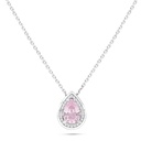 Sterling Silver 925 Necklace Rhodium Plated Embedded With pink Zircon And White Zircon