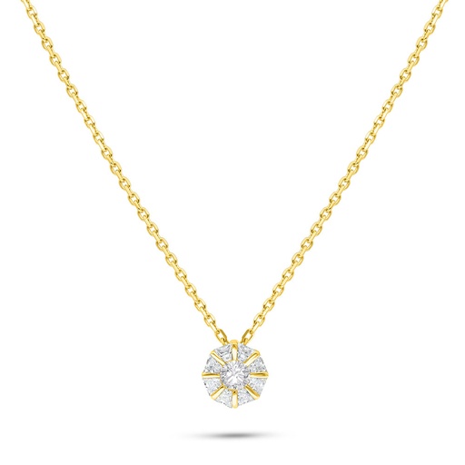 [NCL02WCZ00000B517] Sterling Silver 925 Necklace Golden Plated Embedded With White Zircon