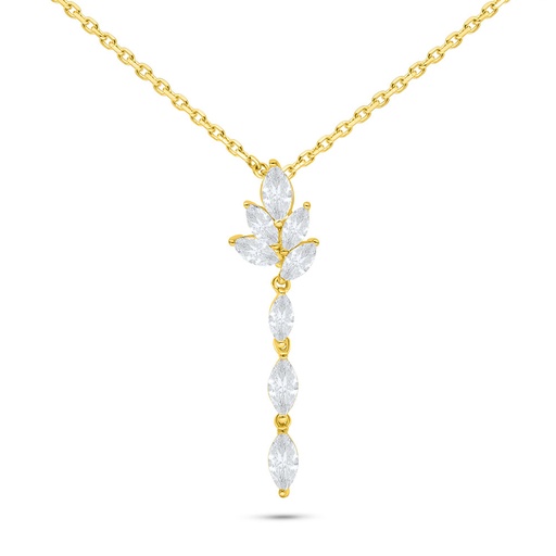 [NCL02WCZ00000B518] Sterling Silver 925 Necklace Golden Plated Embedded With White Zircon