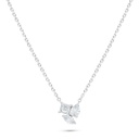 Sterling Silver 925 Necklace Rhodium Plated Embedded With White Zircon