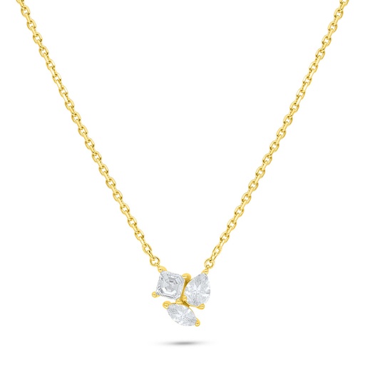 [NCL02WCZ00000B519] Sterling Silver 925 Necklace Golden Plated Embedded With White Zircon