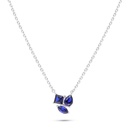 Sterling Silver 925 Necklace Rhodium Plated Embedded With Sapphire Corundum And White Zircon