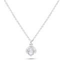 Sterling Silver 925 Necklace Rhodium Plated Embedded With White Zircon