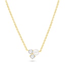 Sterling Silver 925 Necklace Golden Plated Embedded With White Shell Pearl And White Zircon