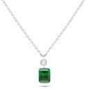 Sterling Silver 925 Necklace Rhodium Plated Embedded With Emerald Zircon And White Zircon